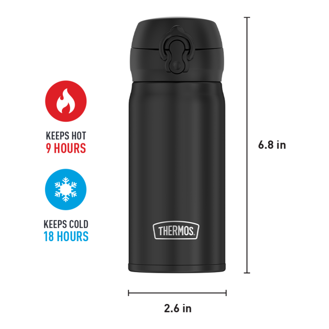 12oz STAINLESS STEEL DIRECT DRINK BOTTLE - BLACK - Image 6