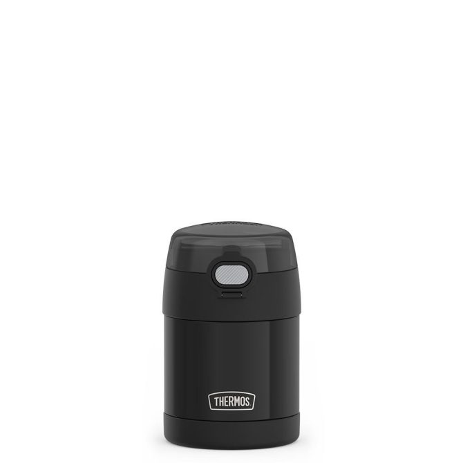 10oz FUNTAINER® FOOD JAR WITH SNACK TOP - BLACK