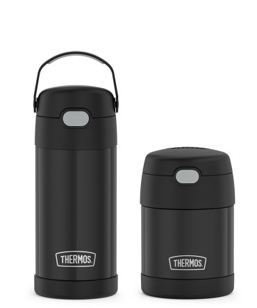 12oz FUNtainer Water Bottle u0026 10oz Food Jar Bundle - Matte Black