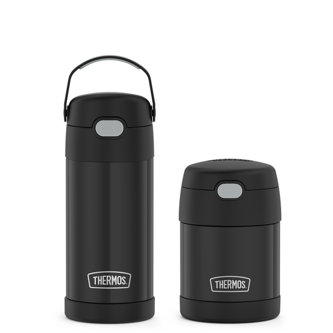 12oz FUNtainer Water Bottle u0026 10oz Food Jar Bundle - Matte Black