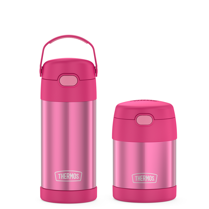 12oz FUNtainer Water Bottle u0026 10oz Food Jar Bundle - Pink