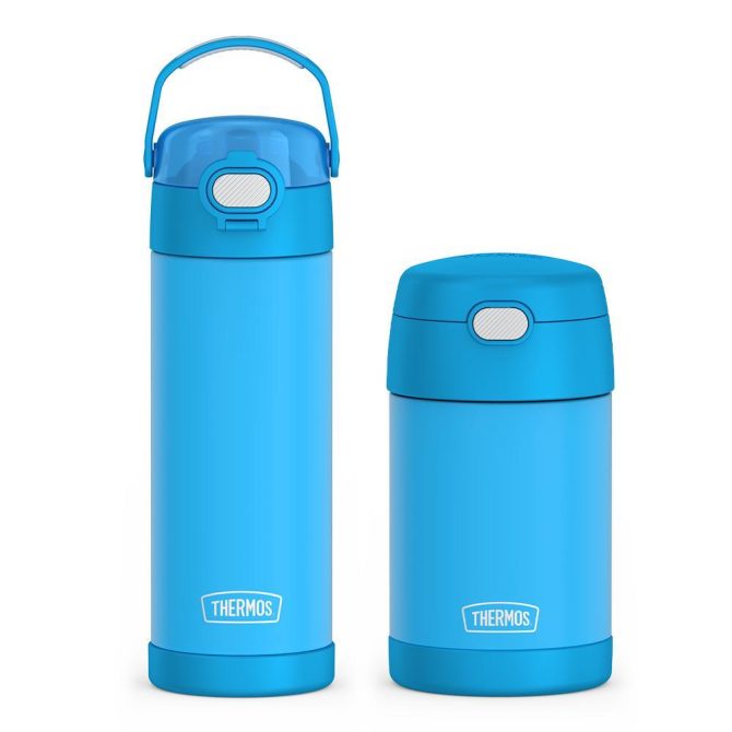 16oz FUNtainer Water Bottle with Locking Lid u0026 Food Jar Bundle - Electric Blue