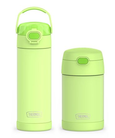 16oz FUNtainer Water Bottle with Locking Lid u0026 Food Jar Bundle - Neon Lime