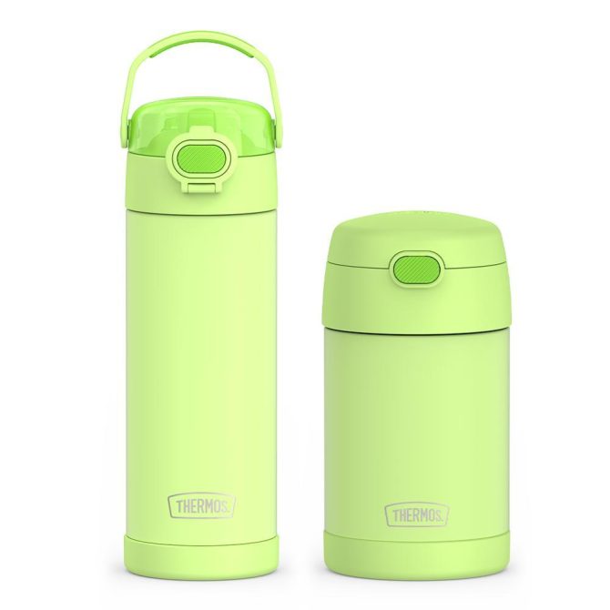 16oz FUNtainer Water Bottle with Locking Lid u0026 Food Jar Bundle - Neon Lime
