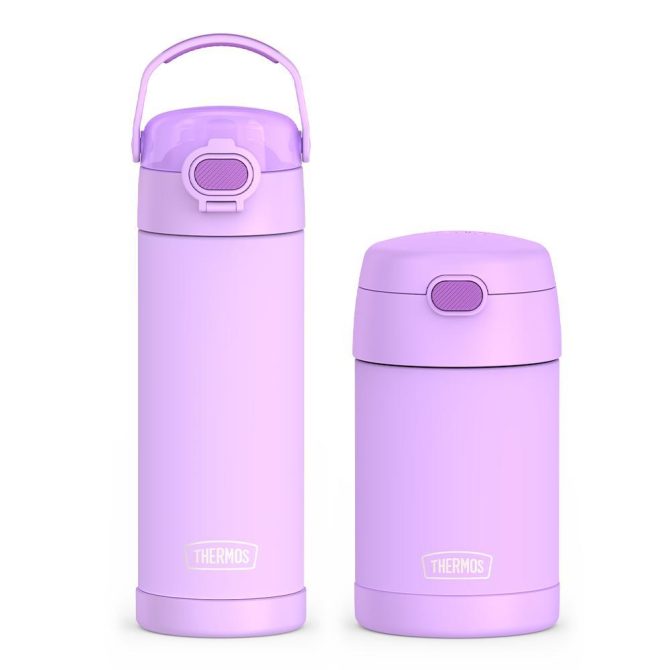 16oz FUNtainer Water Bottle with Locking Lid u0026 Food Jar Bundle - Neon Purple