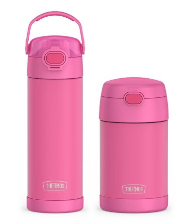 16oz FUNtainer Water Bottle with Locking Lid u0026 Food Jar Bundle - Neon Pink