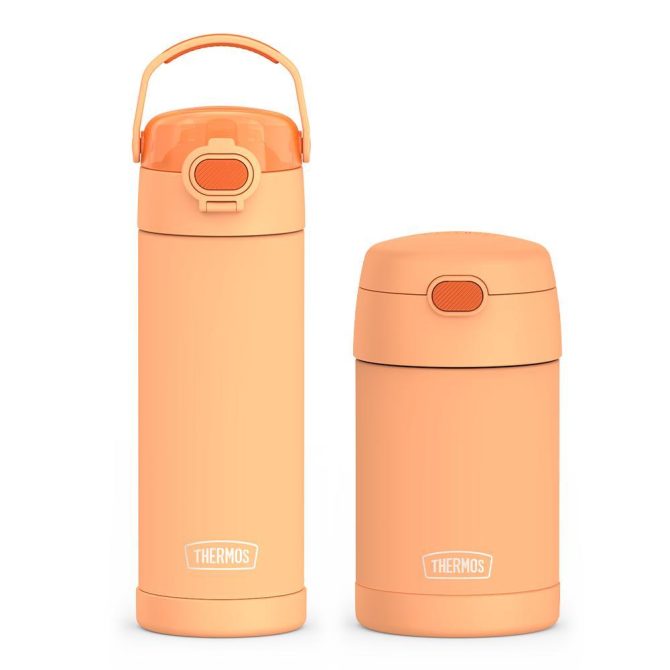 16oz FUNtainer Water Bottle with Locking Lid u0026 Food Jar Bundle - Neon Orange
