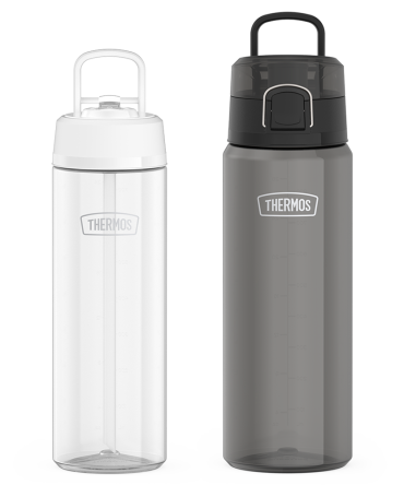 26oz Straw Lid u0026 32oz Spout Lid Lightweight Water Bottle Bundle - Clear u0026 Smoke