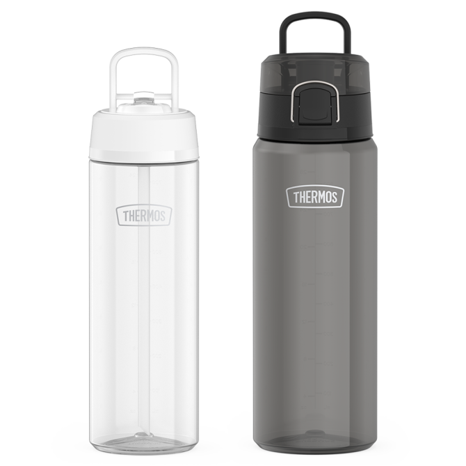 26oz Straw Lid u0026 32oz Spout Lid Lightweight Water Bottle Bundle - Clear u0026 Smoke