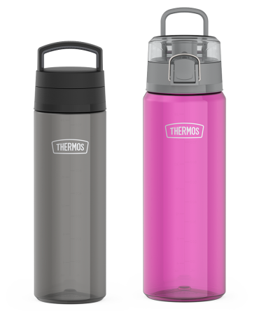 26oz Screw Top Lid u0026 32oz Spout Lid Lightweight Water Bottle Bundle - Smoke u0026 Aubergine