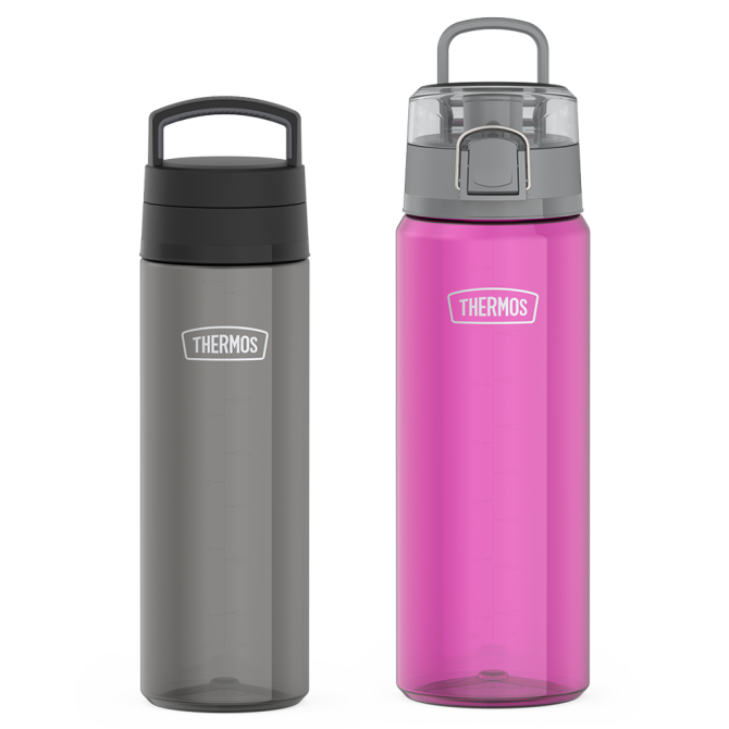 26oz Screw Top Lid u0026 32oz Spout Lid Lightweight Water Bottle Bundle - Smoke u0026 Aubergine
