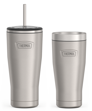 24oz Cold Tumbler with Straw u0026 16oz Travel Tumbler Bundle - Matte Stainless Steel