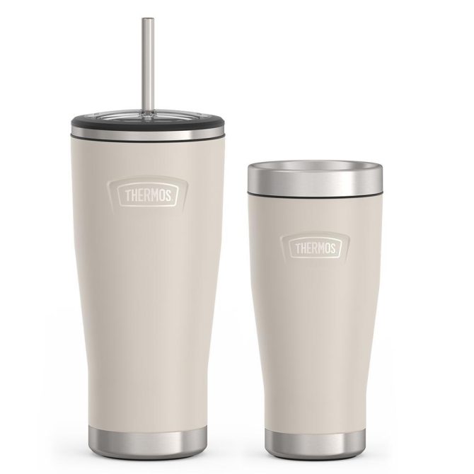 24oz Cold Tumbler with Straw u0026 16oz Travel Tumbler Bundle - Sandstone