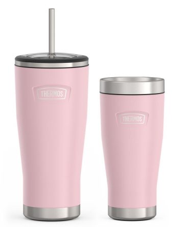 24oz Cold Tumbler with Straw u0026 16oz Travel Tumbler Bundle - Sunset Pink