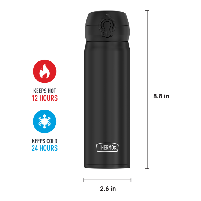 16oz STAINLESS STEEL DIRECT DRINK BOTTLE - BLACK - Image 5